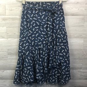 NWT Ann Taylor Midi Skirt Belted Floral Flutter